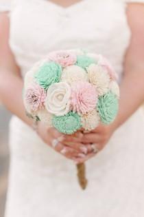 wedding photo - pink and mint large sola bouquet