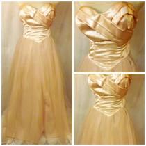 wedding photo - 60s Handmade Pink Satin n Tulle Mesh Bridesmaid Dress Size XS