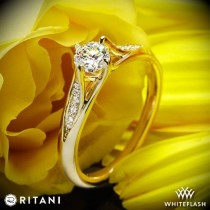 wedding photo - 18k Yellow Gold Ritani 1RZ1379 Vintage Tulip Diamond Engagement Ring