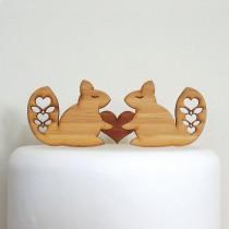 wedding photo - Cute Squirrels Cake Topper - Bamboo - Wedding Cake Topper - Rustic Wedding - Modern Wedding