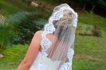 wedding photo - Mantilla veil with Alencon lace - Lainie
