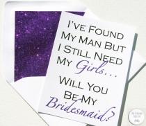 wedding photo - Be My Bridesmaid Card // Purple Glitter Liner // White Envelope