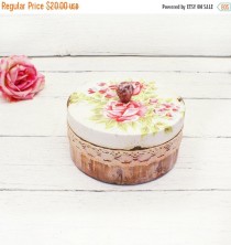 wedding photo - ON SALE Vintage Roses Wooden Box,decoupage,Box for jewelry ,Shabby Chic, Hand Painted, white,brown,pink ,wedding gift,ring bearer box,rustic