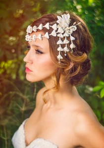 wedding photo - Chloris Ivory & Honey Bridal Headpiece Silk Flowers Butterfly Swarovski Crystals Hair Jewelry unique alternative
