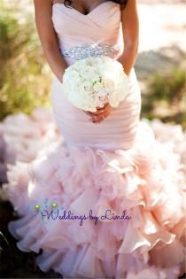 wedding photo - Blush Pink Mermaid Wedding Dresses Ruched Ruffles