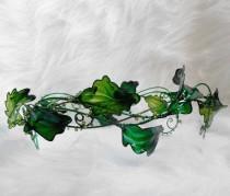 wedding photo - Summer crown in green, circlet, wedding accessories, handmade crown, halloween costume