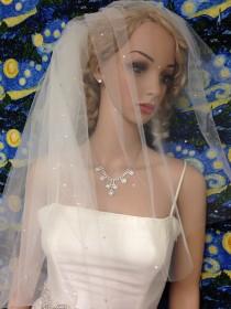 wedding photo - FINGERTIP DOUBLE Sided Scattered CRYSTAL Veil, 2-Tier, Very Beautiful