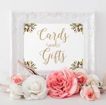 wedding photo - Cards and Gifts Sign - 8 x 10 - mixed gold fonts - Vintage Blooms - PDF and JPG files - Instant Download