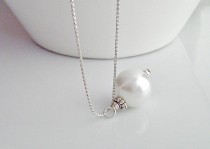 wedding photo - Pearl Necklace, Single Pearl Necklace, Pearl Bridal Necklace, For Mom, For Sister, Gifts for Girls, British Seller UK, Bridesmaid Gifts