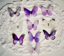 wedding photo - Frosted Paper Butterfly decorations (box of 10) Purple Mix