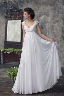 wedding photo - Bohemian Wedding gown from Chiffon, French lace , Boho style dress, Romantic and Dreamy Wedding Dress - "Abba"