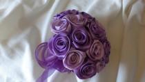 wedding photo - Satin rose wedding bouquet in Orchid and Grape wine