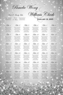 wedding photo -  Printable Wedding Seating Chart | PDF file | 24 x 36 Wedding Seating Chart - Sparkly Silver Diamond Shower - EMAIL Delivery