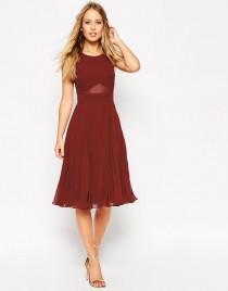 wedding photo - ASOS COLLECTION ASOS Sheer And Solid Pleated Midi Dress