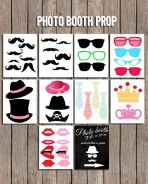 wedding photo - 70% OFF SALE Photo Booth Props Download – Printable Photobooth with Mustache/Lips/Glasses/Crown/Wedding Signs - Wedding Party Decoration