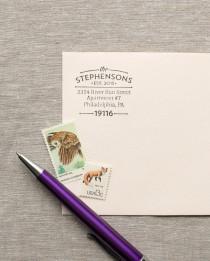 wedding photo - Self Inking Address Stamp MODERN ARCH Design Interchangeable custom address stamp wood handle, wedding stamp
