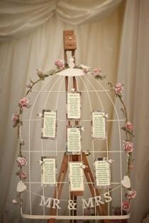 wedding photo - Wedding Table Plan, Birdcage, Shabby Chic / Vintage, With Heart Pegs