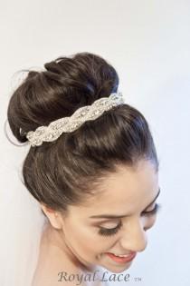 wedding photo - Wedding headband, wedding hair accessory, crystals, beads, headband, hair bun, bridal, ribbon, bride, hairbun- CAPTIVE