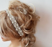 wedding photo -  Wedding hair Accessory, Bridal Headbands, Pearl Wedding headband, Pearl Hair Accessories, Bridal Hair Accessory, Rhinestone and ivory Pearl