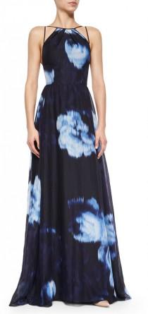 wedding photo - Lela Rose Floral Ikat-Print Strappy Gown