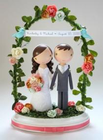 wedding photo - custom wedding cake topper - with arch