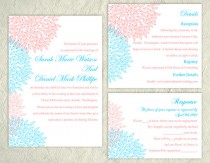 wedding photo -  DIY Wedding Invitation Template Set Editable Word File Instant Download Printable Floral Invitation Pink Wedding Invitation Blue Invitations