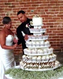 wedding photo - Cupcake Stand  7 Tier Round 200 Cupcakes Threaded Rod and Freestanding Style DIY Project MDF WoodCupcake Tower Birthday Stand Wedding Stand