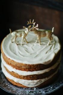 wedding photo - Golden Deer Cake Topper Figurines