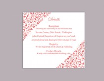 wedding photo -  DIY Wedding Details Card Template Editable Text Word File Download Printable Details Card Red Details Card Template Enclosure Cards