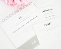 wedding photo - Elegant Grey Wedding Invitation - Gray, Traditional, Chic, Romantic - Urban Vintage Wedding Invitation  - Sample Set