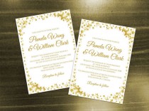 wedding photo -  DIY Printable Wedding Invitation Card Template | Editable MS Word file | 5 x 7 | Instant Download | Gold Star