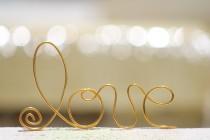 wedding photo - Gold Wire Love wedding Cake Toppers - Decoration - Beach wedding - Bridal Shower - Bride and Groom - Rustic Country Chic Wedding