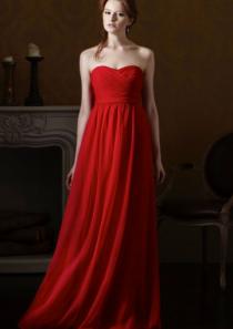 wedding photo -  2015 Zipper Up Red Sweetheart Sleeveless Chiffon Floor Length