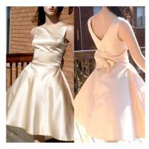 wedding photo - Ivory bridesmaid dress, rustic bridesmaid dress, 1950s rockabilly dress