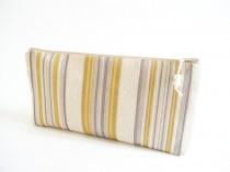 wedding photo - Striped Gold Clutch, OOAK Wedding Clutch, Mother of Bride Gift, Mother of Groom Gift, Cosmetic Purse
