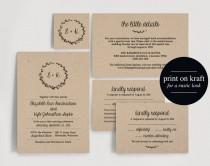 wedding photo - Wedding Invitation Printable, Rustic Wedding Invitation, Invitation Set, DIY, Kraft, PDF, Instant Download Bliss Paper Boutique 