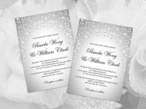 wedding photo -  DIY Printable Wedding Invitation Card Template | Editable MS Word file | 5 x 7 | Instant Download | Silver Diamond Shower