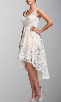 wedding photo -  Ivory Lace V-neck High Low Bridesmaid Dresses KSP256 [KSP256] - £98.00 : Cheap Prom Dresses Uk, Bridesmaid Dresses, 2014 Prom & Evening Dresses, Look for cheap eleg