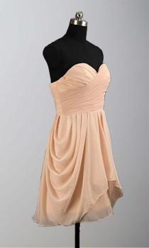 wedding photo -  Peach Ruching High Low Mini Bridesmaid Dresses KSP295 [KSP295] - £78.00 : Cheap Prom Dresses Uk, Bridesmaid Dresses, 2014 Prom & Evening Dresses, Look for cheap elegant prom dresses 2014, cocktail gowns, or dresses for special occasions? kissprom.co.uk of