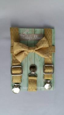 wedding photo - Gold  suspenders and bow tie set