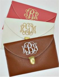 wedding photo - Monogram Clutch Purse Brides, Maid of Honor,  Bridesmaids, Sorority Sisters Custom Embroidered Gifts