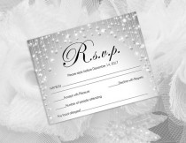 wedding photo -  DIY Printable Wedding RSVP Template | Editable MS Word file | 5.5 x 4.25 | Instant Download | Silver Diamond Shower