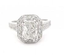 wedding photo - Radiant cut diamond engagement ring 1.50ctw