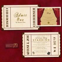 wedding photo - Antique Theatre Ticket Custom  Wedding Invitation Sample Packet - Antique Theatre Ticket