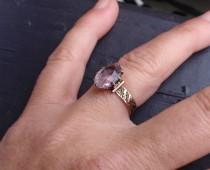wedding photo - Victorian Amethyst 10k ring rose gold antique oval cigar band 10% OFF coupon in listing detail