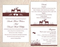 wedding photo -  DIY Wedding Invitation Template Set Editable Word File Instant Download Printable Reindeer Invitation Brown Invitation Heart Invitation