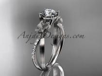 wedding photo -  Platinum diamond leaf and vine wedding ring, engagement ring ADLR214