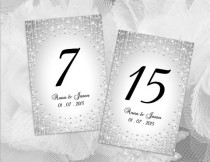 wedding photo -  DIY Printable Wedding Table Number Template | Editable MS Word file | 4 x 6 | Instant Download | Silver Diamond Shower