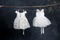 wedding photo - Junior Bridesmaid Dress, Flower Girl Dress, White Dress (TK002)