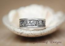 wedding photo - Unique Narrow Reticulated Silver Wedding Band - Handmade Rustic Wedding Band - Artisan Commitment Band - Contemporary Wearable Wedding Art